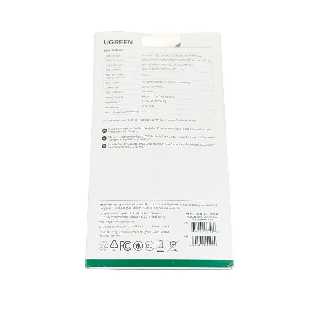Qq8O UGREEN - Nexode 130W 20000mAh Fast Charge Power Bank Smart Display 3-port
